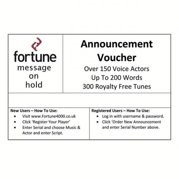Fortune Music On Hold 200 word voucher